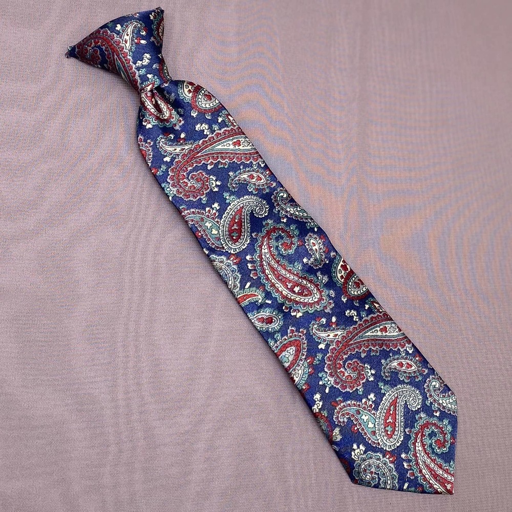 Vintage RANDA 90s Classic Pattern Kids Boys Clip On Tie